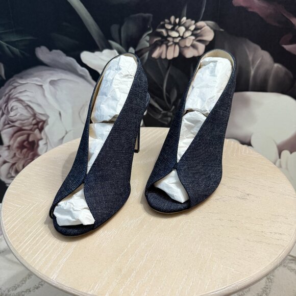 Jimmy Choo SHAR 85 Denim Peep-Toe Heels NEW – Size 40 | 9  (New in Box) - Picture 7 of 9